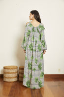 Vestido Rolotê Manga Bufante Est. Palmas