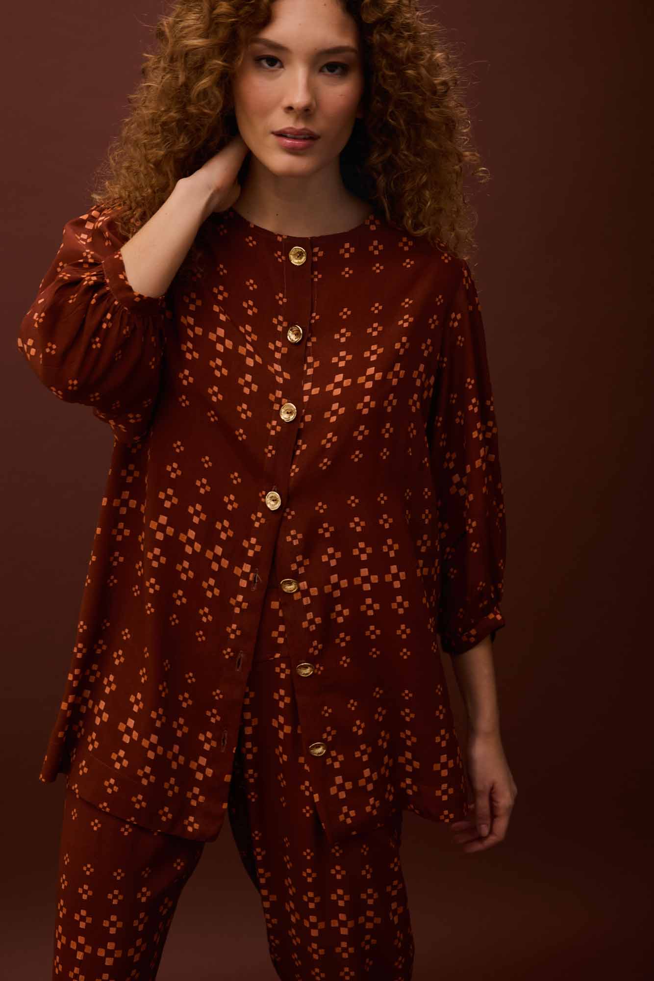 Blusa Abotoamento Tijolinhos