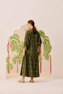 Vestido Mg Verde Bordado