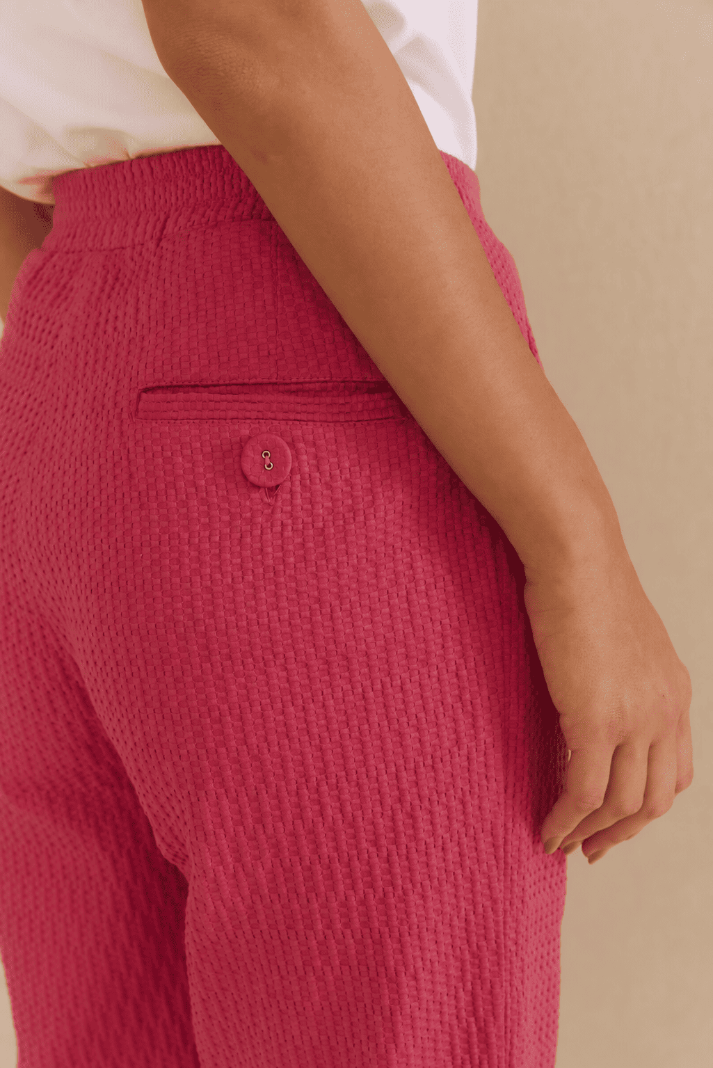 Calça Alfaiataria Algodão Rosa