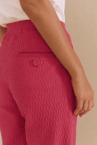 Calça Alfaiataria Algodão Rosa