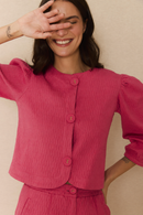 Blusa Barra Arredondada Algodão Rosa