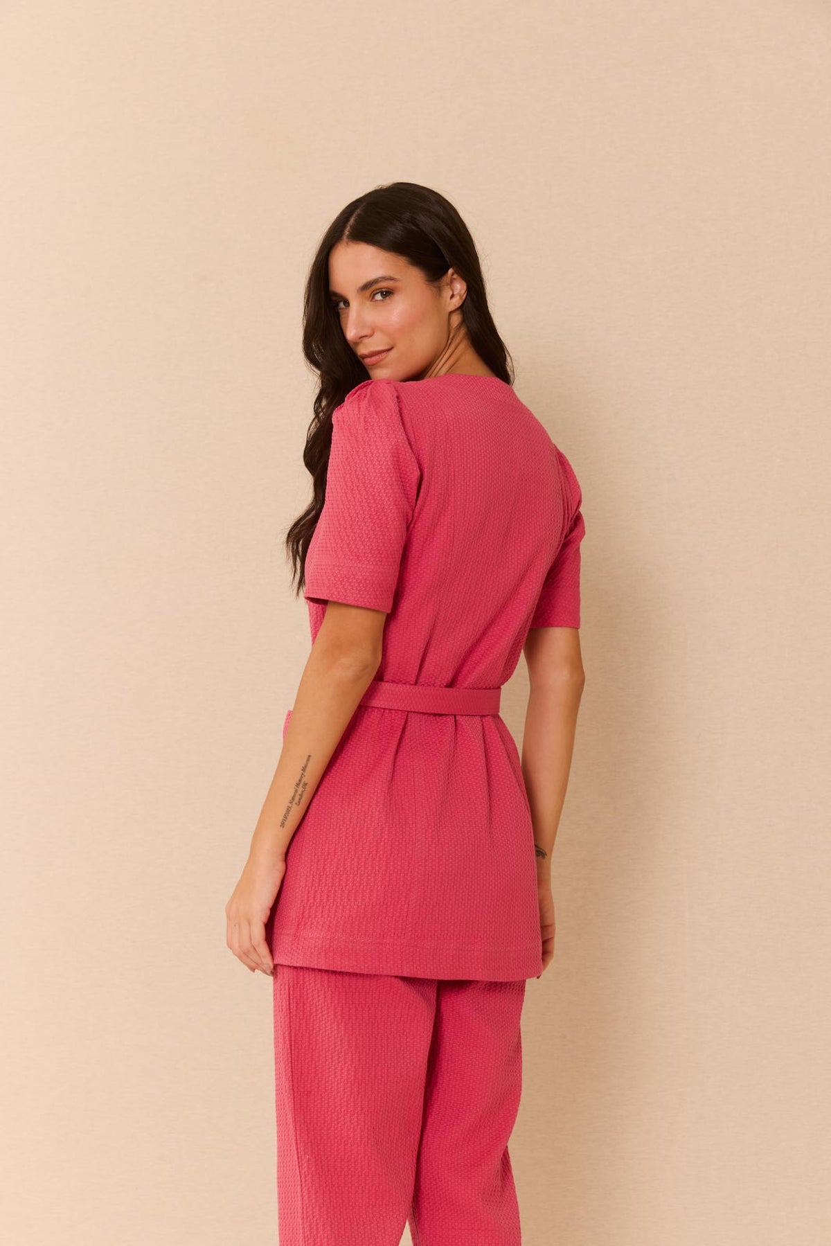 Vestido Colete Algodão Rosa