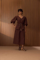 Vestido Saia Dupla Marrom