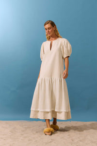 Vestido Babado Areia