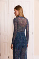 Blusa Tule Franzido Ponto Cruz