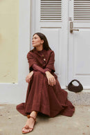 Vestido Recorte Marrom Terra