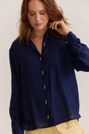 Camisa  Clássica Azul Meia Noite