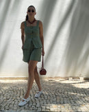 Short Sarja Verde Bordado