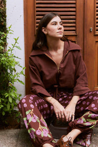 Jaqueta Franzida Marrom Terra
