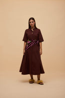 Vestido Recorte Marrom Terra