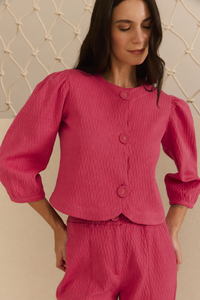 Blusa Barra Arredondada Algodão Rosa