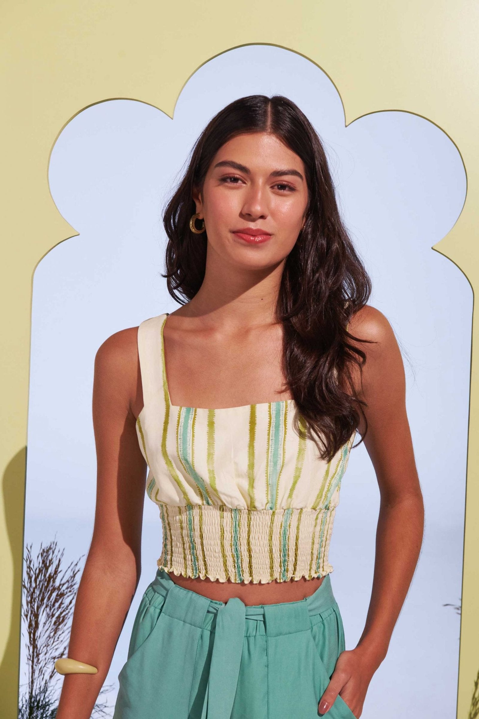 Cropped Lastex Renascer Listrado