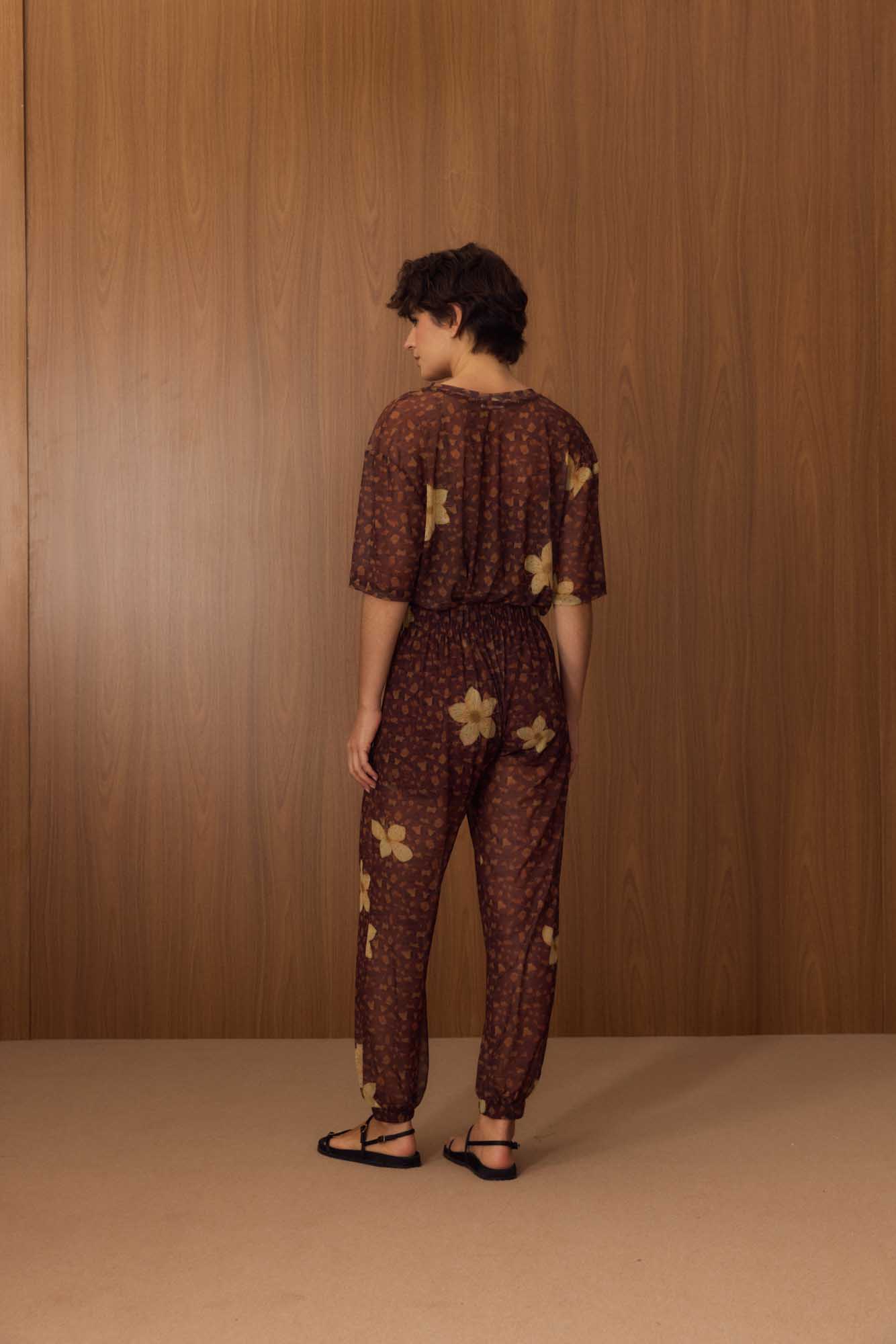 Calça Tule Onça Floral