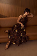 Vestido Decote Quadrado Onça Floral