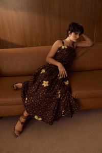 Vestido Decote Quadrado Onça Floral
