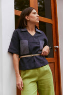 Blusa Bolso Algodão Jeans