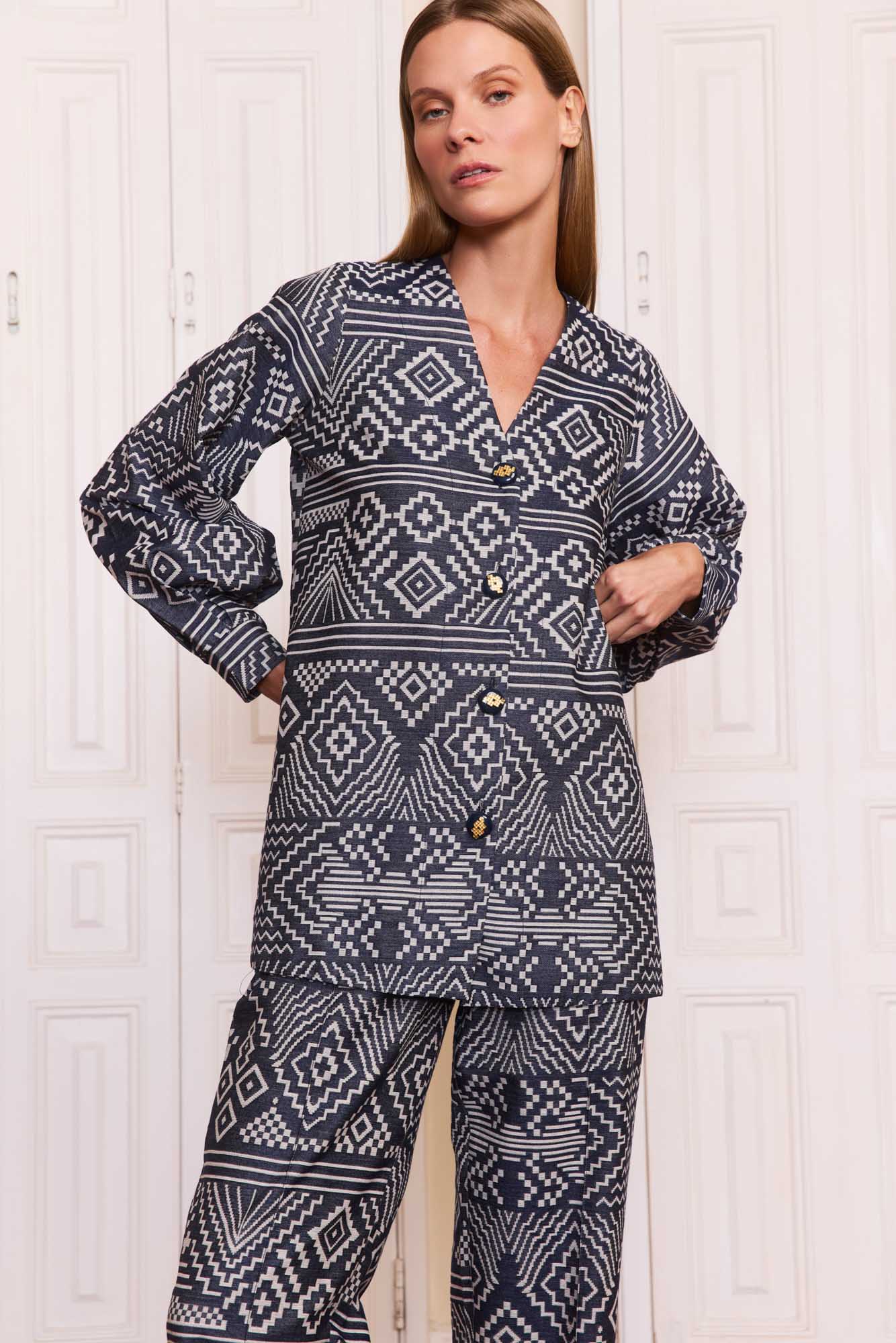 Cardigan Trama Indigo