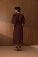 Vestido Saia Dupla Marrom