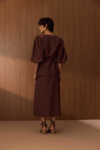 Vestido Saia Dupla Marrom