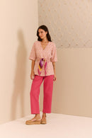 Calça Alfaiataria Algodão Rosa