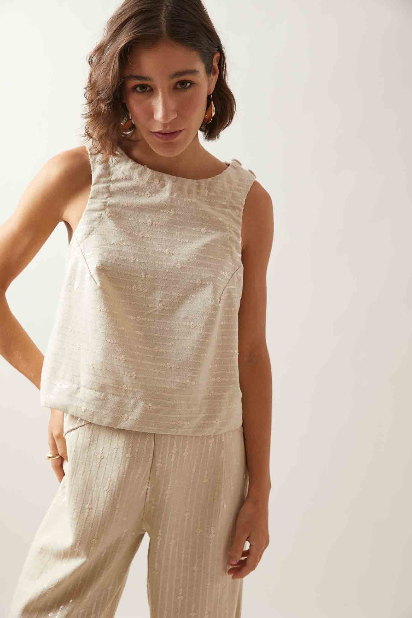 Blusa Cropped Paetê Prezent