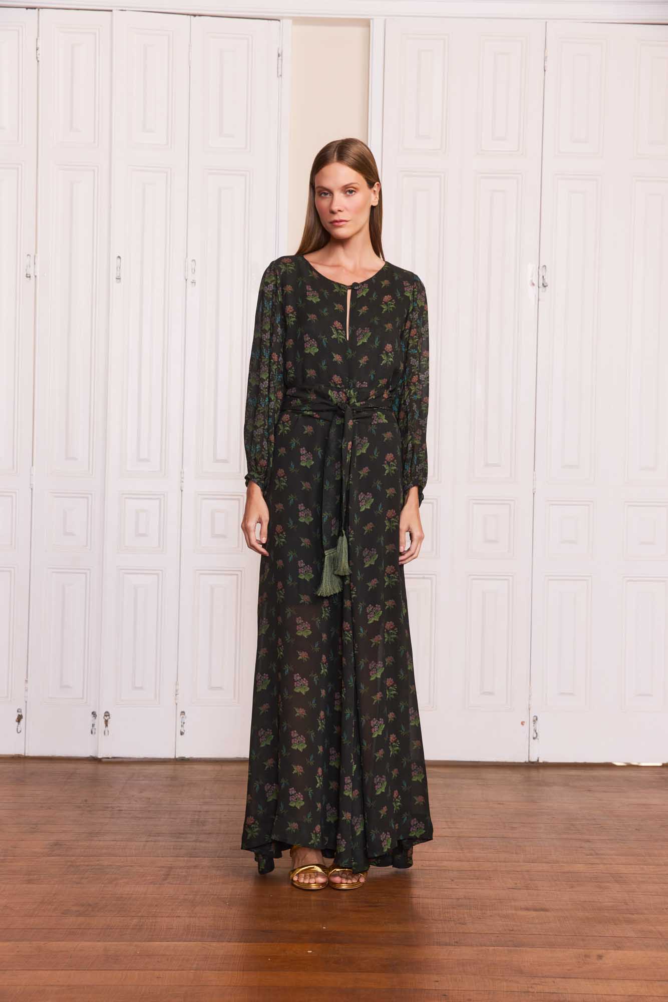 Vestido Gota Jardim Noturno