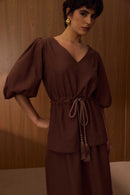 Vestido Saia Dupla Marrom