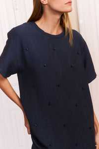 Blusa Bordada Azul Noite