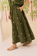 Saia Maxi Verde Bordado