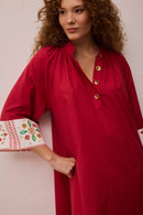 Vestido Maxi Barrado Vermelho