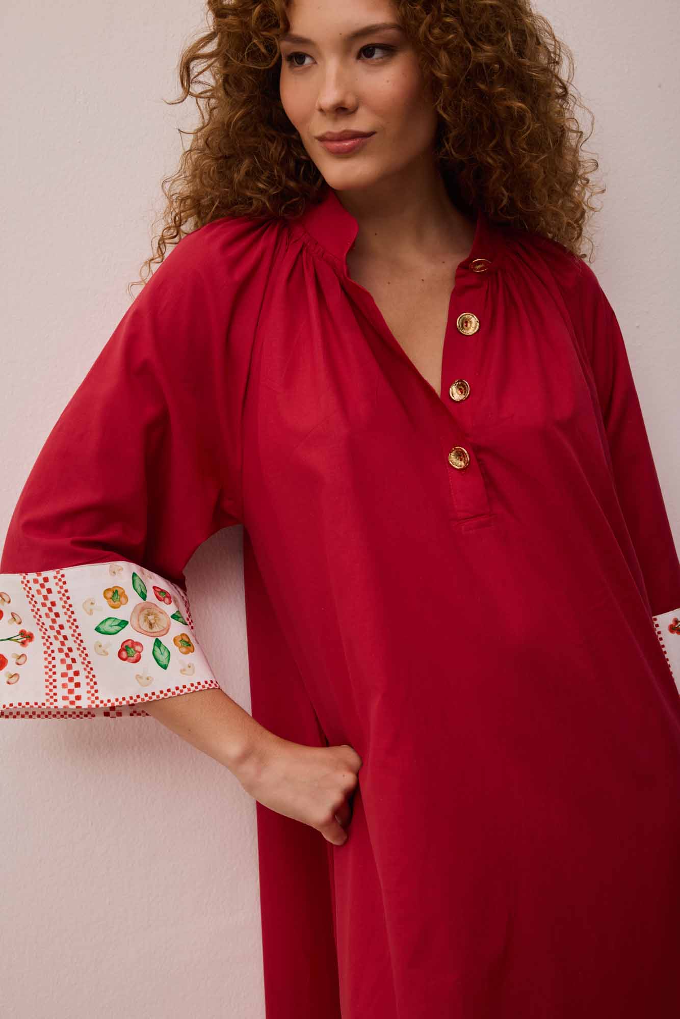 Vestido Maxi Barrado Vermelho