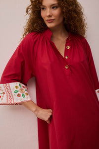 Vestido Maxi Barrado Vermelho