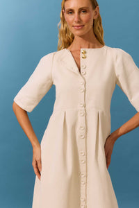 Vestido Fendas Areia