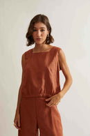 Blusa Linho Marrom Jaca