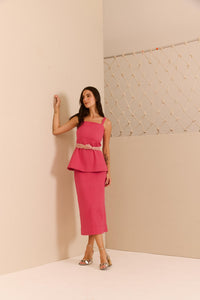Saia Reta Algodão Rosa