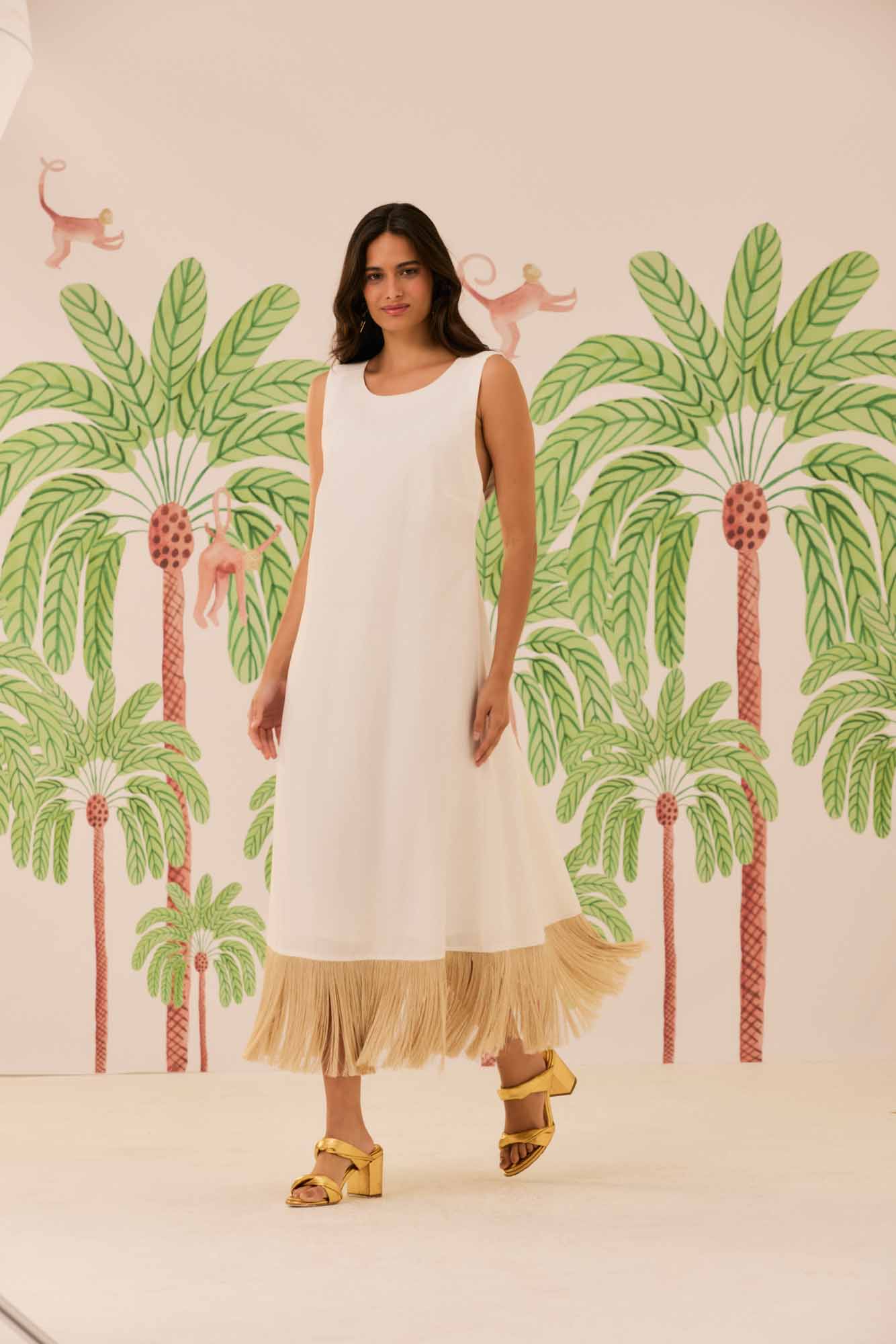 Vestido Branco Franja Lótus