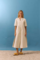 Vestido Fendas Areia