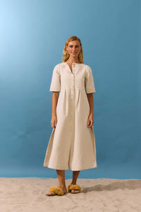 Vestido Fendas Areia