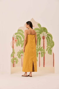 Vestido Reto Amarelo Açafrão