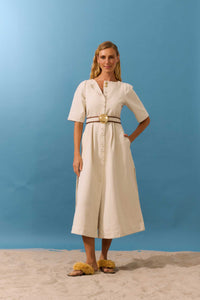 Vestido Fendas Areia