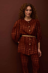Blusa Abotoamento Tijolinhos