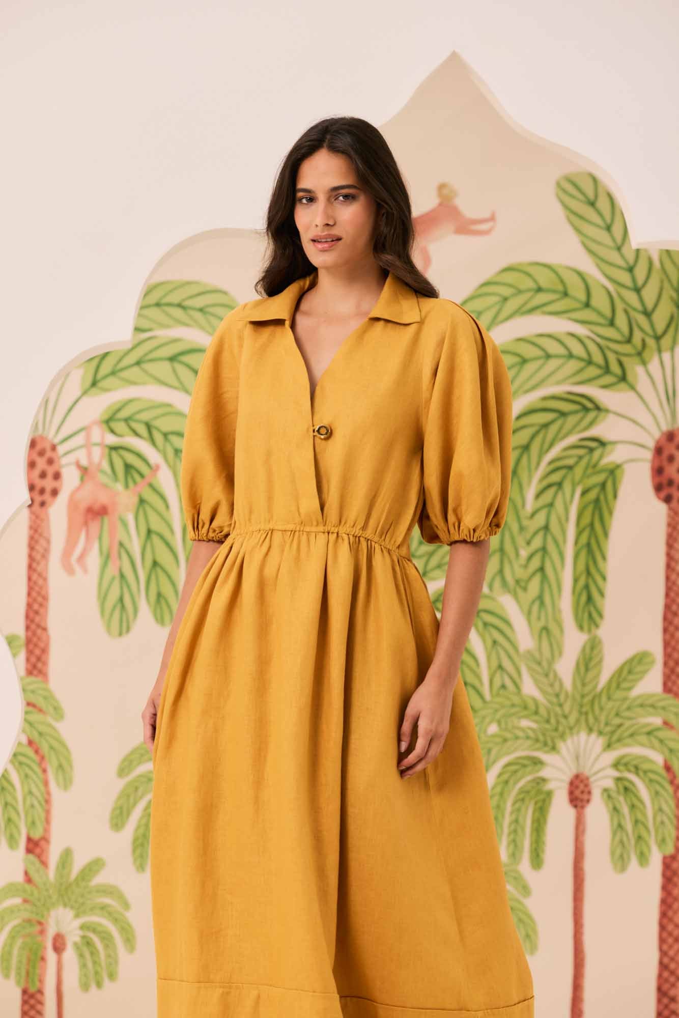 Vestido Camisaria Amarelo Açafrão