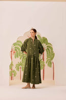 Vestido Mg Verde Bordado