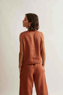Blusa Linho Marrom Jaca