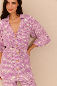 Blusa Camisaria Mix Trançado