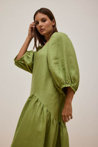 Vestido Franzido Verde Oliveira