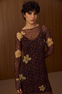 Vestido Tule Onça Floral