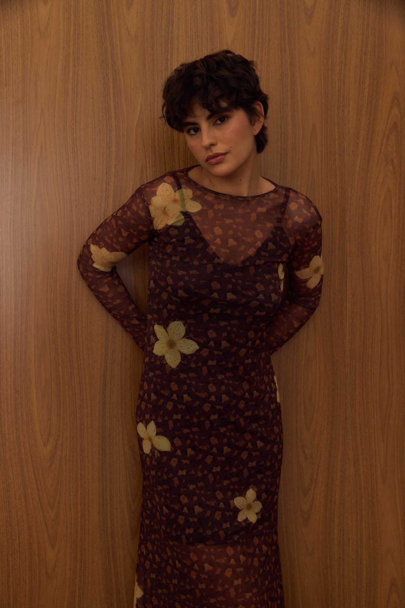 Vestido Tule Onça Floral