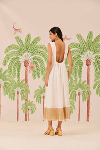 Vestido Branco Franja Lótus